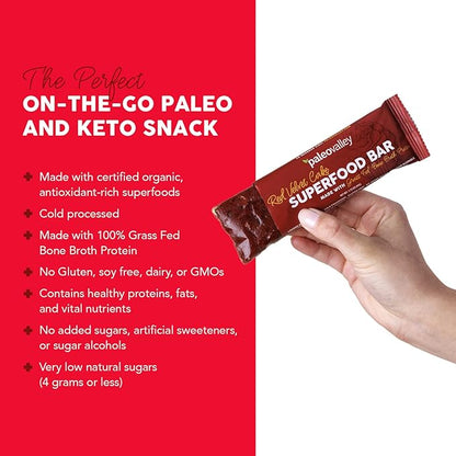 Paleovalley Superfood Bars – Red Velvet– 10 Pack – 9g Protein per Bar – Gluten-Free, Grain-Free, Paleo, Non-GMO – On-the-Go Snack