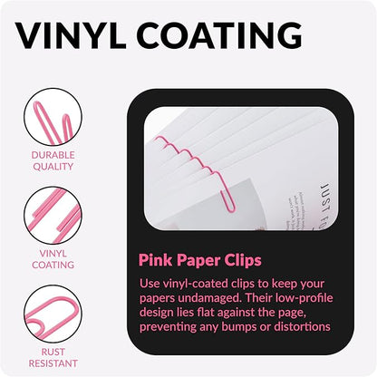 Small Paper Clips, 1.1 Inch Paper Clip, 200 pcs Paperclips (Small, Pink)