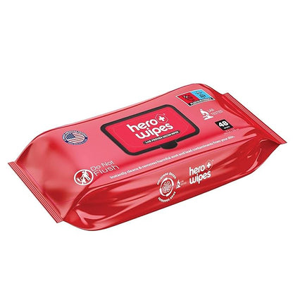 Hero Wipes Body Wipes Remove 98% Of Carcinogens, Ash, Soot, Smoke, Toxins - 12 Packs of 48ct Extra Thick Durable 10x9 inches Firefighter Wet Wipes