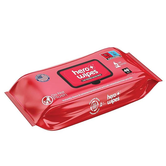 Hero Wipes Body Wipes Remove 98% Of Carcinogens, Ash, Soot, Smoke, Toxins - 12 Packs of 48ct Extra Thick Durable 10x9 inches Firefighter Wet Wipes