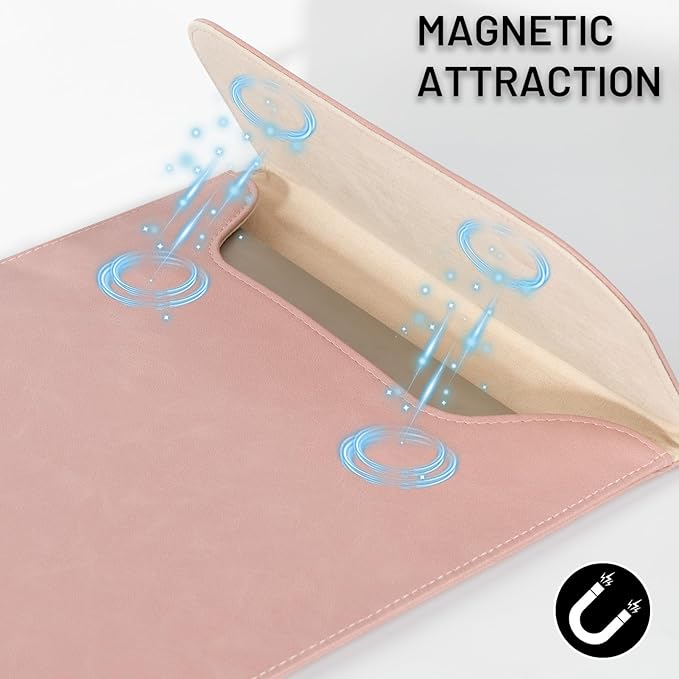 Allinside 13-13.3 inch Laptop Sleeve Case for MacBook Pro 14 2021-2024/MacBook Air 13 2010-2017/MacBook Pro 13 2010-2015, Waterproof PU Leather Laptop Sleeve Bag Protective Vertical Case Cover, Pink