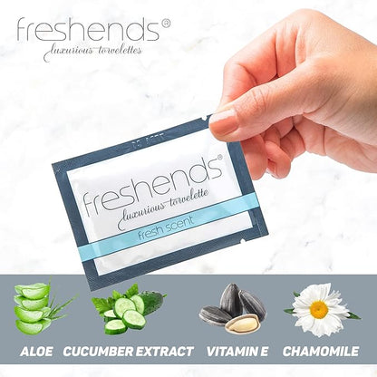 Freshends Luxurious Towelette Bundle - For Sensitive Skin - Ideal for Hotels, Airbnb, Clubs, Bars, and Weddings - Flushable Wipes- Fresh Scent- Travel Sized Wet Wipes -50 Count Pack (Gray)