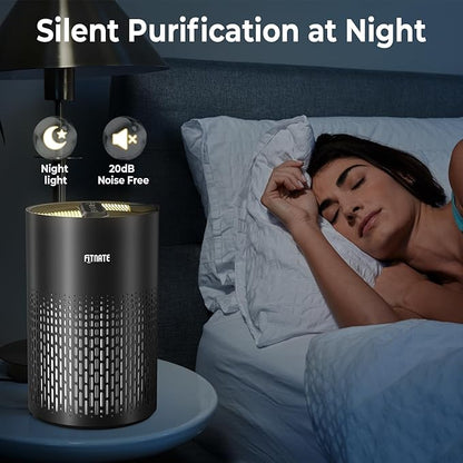 FITNATE Air Purifiers for Home Large Room Up to 1076 Ft² with Aromatherapy, H13 True HEPA Air Purifier for Pets, Quiet Air Cleaner for Smoke Dust Pollen Pet Dander Odor, with Night Light,Timer, Black