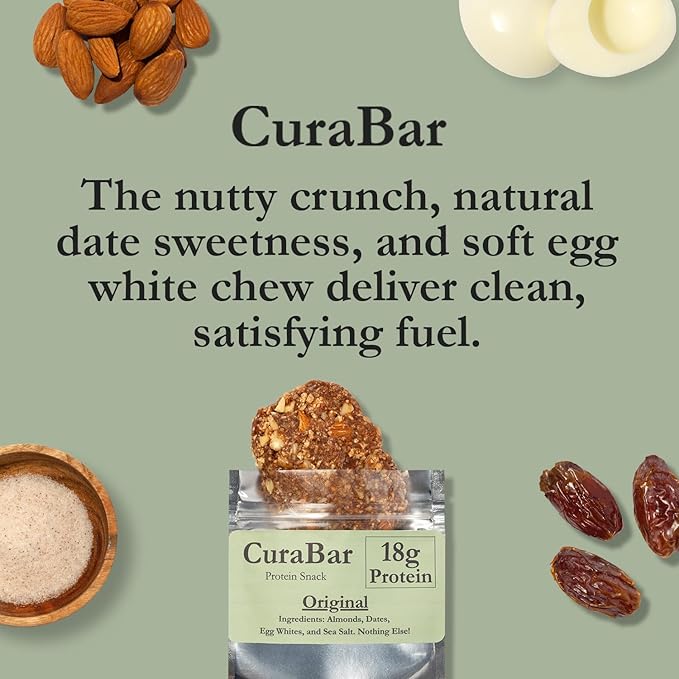 CuraBar Protein Bars – Original, 17g Protein, Low Carb, Gluten Free, Dairy Free, Healthy Snack, Seed Oil Free, No Artificial Ingredients, 12 Count