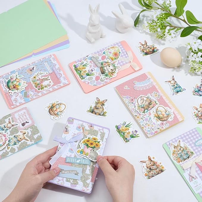 WEBEEDY 15 Sets Easter Paper Card Making Kits Colorful Handmade Greeting Card Kits with Envelopes & Sticker, DIY Cards Making Material Set for Easter Cards Birthday Invitation Holiday Supplies