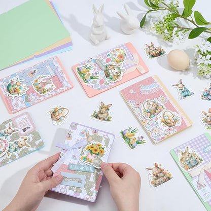 WEBEEDY 15 Sets Easter Paper Card Making Kits Colorful Handmade Greeting Card Kits with Envelopes & Sticker, DIY Cards Making Material Set for Easter Cards Birthday Invitation Holiday Supplies