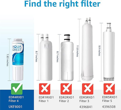 AQUA CREST UKF8001 Replacement for EveryDrop Filter 4, Whirlpool EDR4RXD1, 4396395, Maytag UKF8001P, UKF8001AXX-750, Puriclean II, 46-9006, Refrigerator Water Filter (Pack of 3)