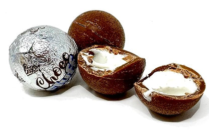 Hannukah Candy Bulk Mix Marshmallow Crème Milk Chocolate Truffle Balls 10 Ounce, Individually Wrapped Blue & Silver Candy