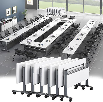 Folding Conference Room Table,Flip Top Mobile Training Table,Mobile Training Tables with Wheels for Office Conference tables Training Rooms Foldable Meeting Tables (30pack 55.1 x 21.6 x 29.5inch)