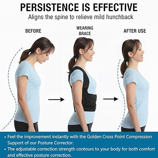Posture Corrector for Women and Men, Upper Back Brace Adjustable Lightweight for Scoliosis, Neck Shoulder & Upper/Lower Back Pain Relief, Easy-on/off Back Straightener Posture Corrector, Under Clothes