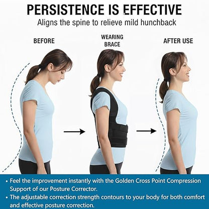 Posture Corrector for Women and Men, Upper Back Brace Adjustable Lightweight for Scoliosis, Neck Shoulder & Upper/Lower Back Pain Relief, Easy-on/off Back Straightener Posture Corrector, Under Clothes