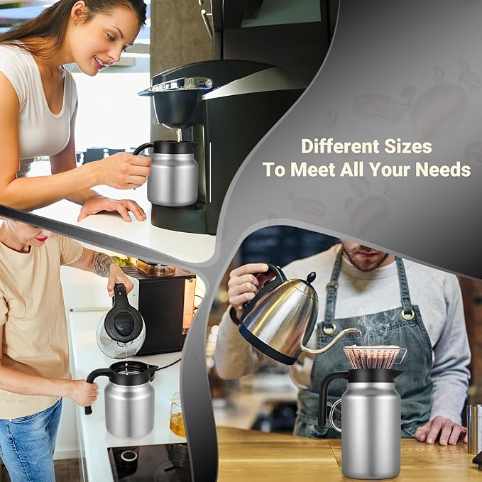 51Oz Thermal Coffee Carafes For Keeping Hot/Cold, Stainless Steel Coffee Carafe, Dustproof Insulated Water Carafe for Party/Home,Silver