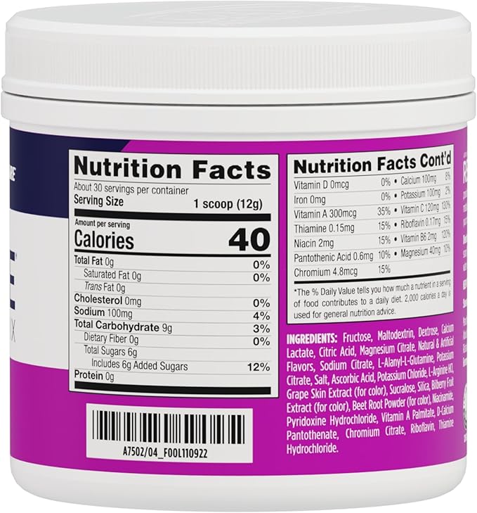 AdvoCare Rehydrate - Electrolyte Drink Mix - Includes Magnesium, Sodium, Potassium & Calcium - Antioxidant & Amino Acid Fortified - Supports Hydration & Recovery - Grape, 12.7 oz