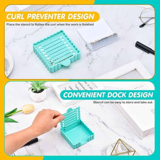 Sticky Notes Holder Cute with Stencil, Wavy Self-Stick Notepad Holder, Note Dispenser for Desk(Blue)