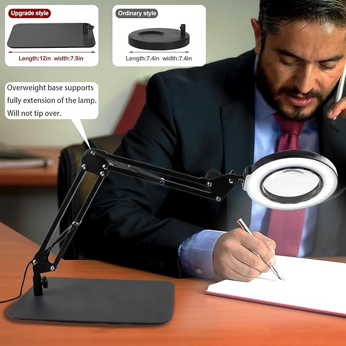 12X Magnifying Glass with Light and Stand, Magnifier with Light Hands Free, 2-in-1 & 5 Color Modes LED Lighted, Magnifying Reading Lamp for Craft Hobby Reading Painting Sewing Close Work