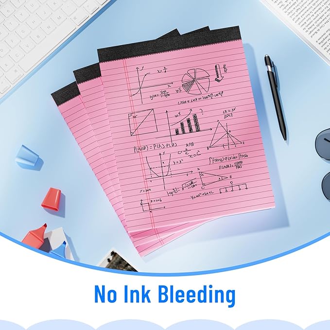 3pcs Legal Pads 8.5 x 11, Notepads 8.5 x 11 Inch, Pink Note Pads Clear Print Writing Pads of Paper, Memo Pads , Perforate Legal Notepads Paper , Wide Ruled Lined with Sturdy Back,30 Sheets/Pack