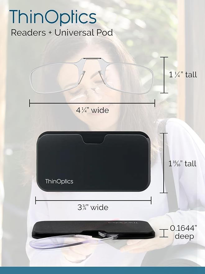 ThinOptics Keychain Case and Readers Rectangular Reading Glasses