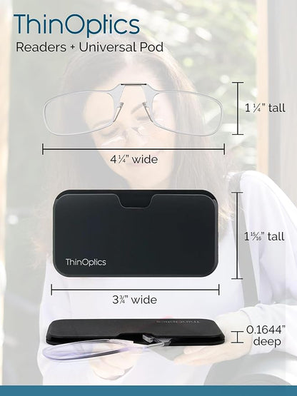 ThinOptics Keychain Case and Readers Rectangular Reading Glasses