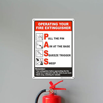 Brimar - 7 x 10" - Operating Your Fire Extinguisher Sign - Polyethylene Plastic - Easy Installation - Versatile Use