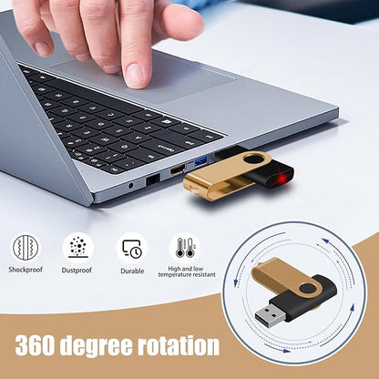 EASTBULL 8GB USB Flash Drive 100 Pack with Lanyards - USB 2.0 Jump Drive for Storage and Backup - Gold 100PCS