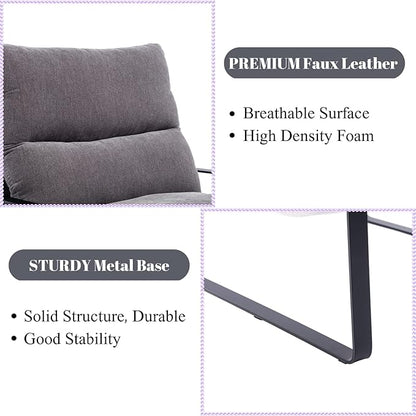LukeAlon Modern Linen Accent Armchair, Upholstered Living Room Chair with Metal Base Thickened Cushion Single Sofa Chair Comfy Lounge Chair for Bedroom Living Room, Grey