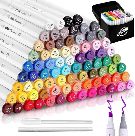 Alcohol Markers, 82Pcs Coloring Markers No Bleeding, Brush & Chisel Tip Permanent Art Drawing Pens for Adults And Kids Illustration, Coloring Book, Sketching, Drawing, Card Making