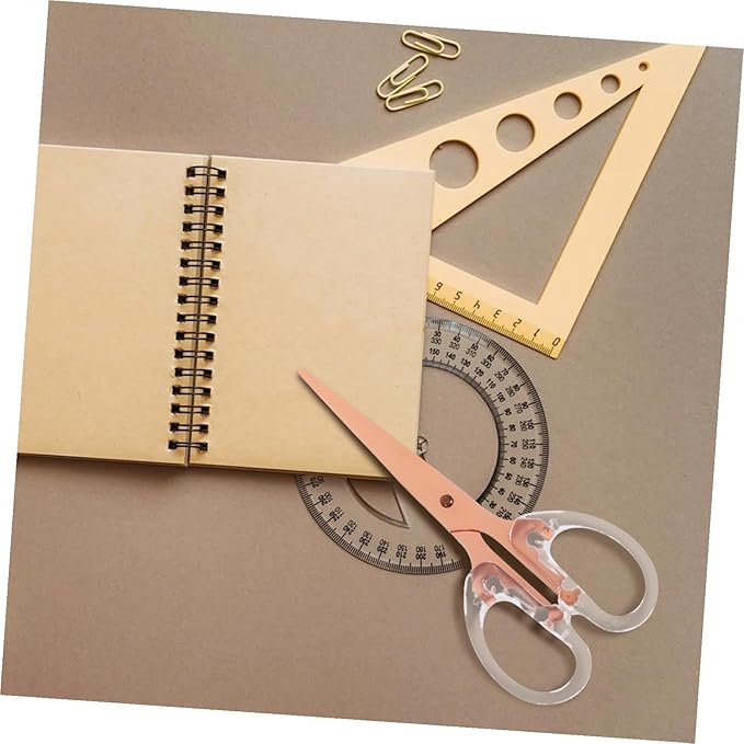 STOBAZA Portable Rose Gold Office Scissors Lightweight Aluminum Alloy Paper Cutting Tool for Students Scrapbooking and Crafting with Ergonomic Non-slip Design