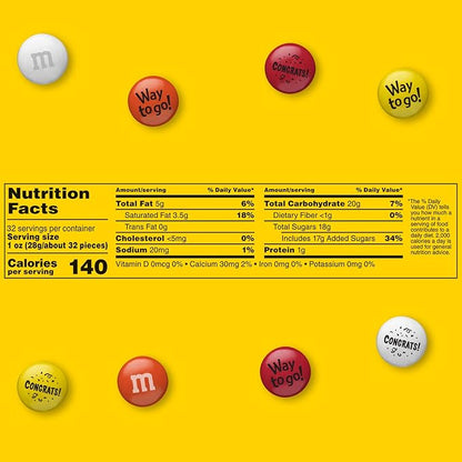 M&M’S WORLD Pre-Designed Congrats Milk Chocolate Candy - 5lbs of Bulk Candy in Resealable Pack for Congratulatory Gifts, Achievements, Party Favors, Client Thank You and Customer Appreciation