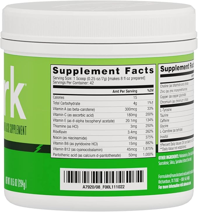 AdvoCare Spark - Energy Drink Mix - Vitamin & Amino Acid Supplement - Supports Energy & Focus - Portable Immune Support - Sugar-Free - Limeade (10.5) Oz