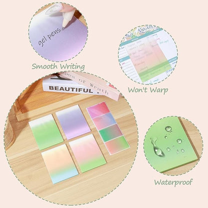 BAYTORY 300 Sheets Transparent Glitter Sticky Note, 3 × 4 Clear Memo Pads, Self-Stick Index Tabs, Waterproof See Through Self-Adhesive Sticky Notes, for Office School Supplies (100mm)