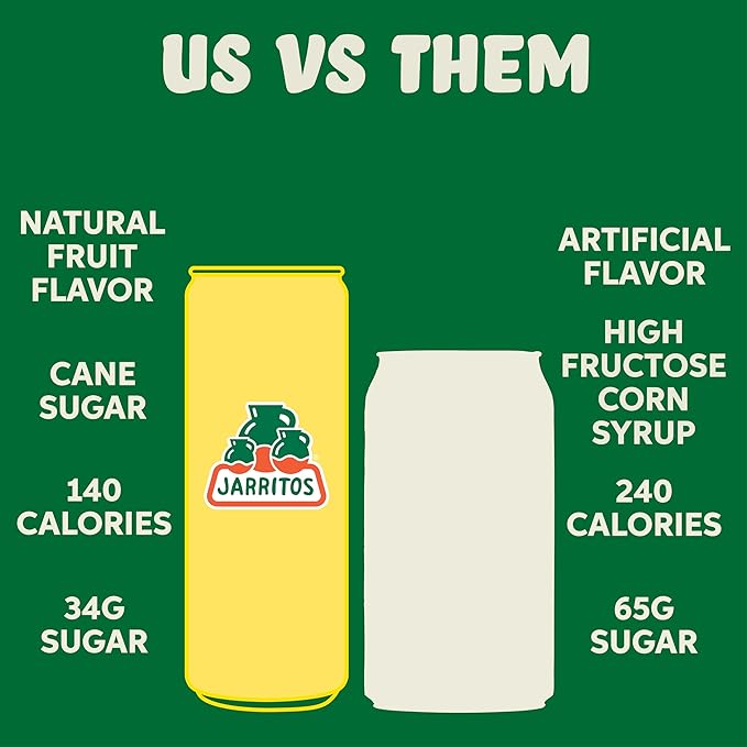 Jarritos - Mexican Soda Soft Drinks, Pineapple (12 oz, 355ml) 24 Cans (3 Boxes of 8) - Real Cane Sugar - 140 Calories, 0g Fat - Made in Mexico - Natural Flavor Soda Pop - Party & BBQ Beverages