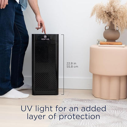Medify MA-40 UV Light Air Purifier with True HEPA H14 Filter | 1,793 ft² Coverage in 1hr for Wildfires Smoke, Odors, Pollen, Pets | Removal to 0.1 Microns | Black, 2-Pack
