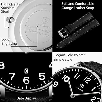 BEN NEVIS Watch, Mens Watch, Minimalist Fashion Simple Wrist Watch Analog Date with Leather Strap
