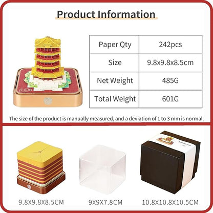 3D Time Piece Calendar 2026 DIY Calendars Tear Away Carving Art 3D Memo Pad Calendar With LED Lights sculpture artsy pads calendar notepad for Desktop Decor-Yellow Crane Tower