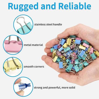 180Pcs Small Binder Clips, Mini Binder Clips, 0.63 in/15mm Clips Office Supplies, Paper Clamps, Binder Paper Clips for Office Supplies Home School Food DIY