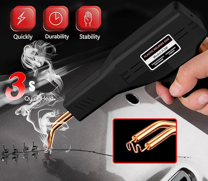 200W Plastic Welder, 2000PCS Staples 10PCS Sandpaper, Plastic welding Kit, Plier Custom Carry Case, Plastic Repair Car Bumper Repair Simplicity Of Use
