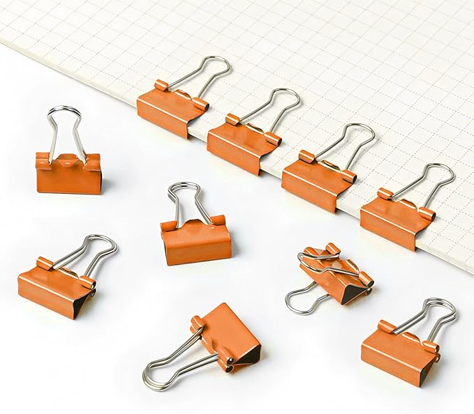 50 Pack Small Orange Binder Clips 3/4 Inch (19 mm), Colored Little Paper Clamps, Tiny Mini Paper Clips for Office Home School Business 0.75"