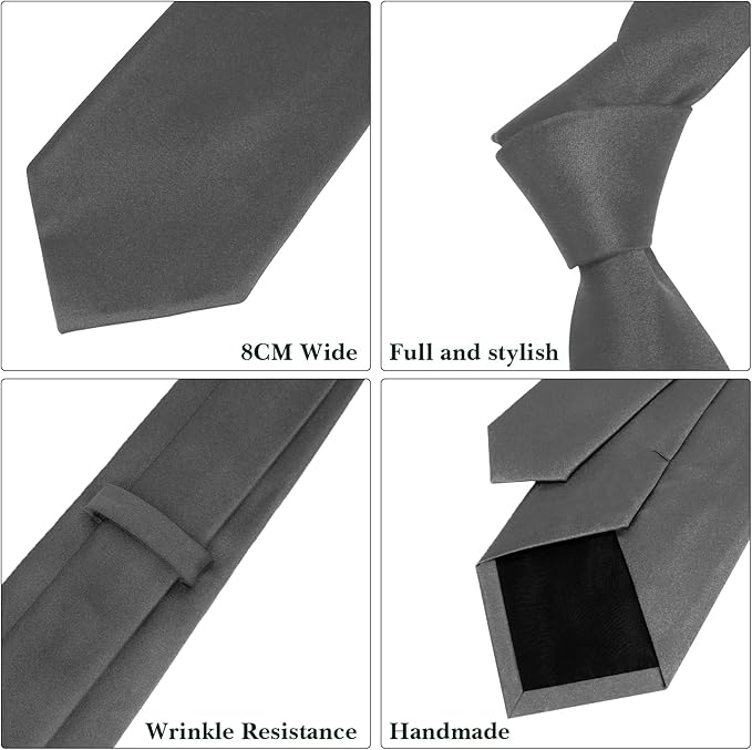Men's Ties Solid Pure Color 3.15" (8CM) Necktie Plain Formal Business Wedding Black Ties For Men