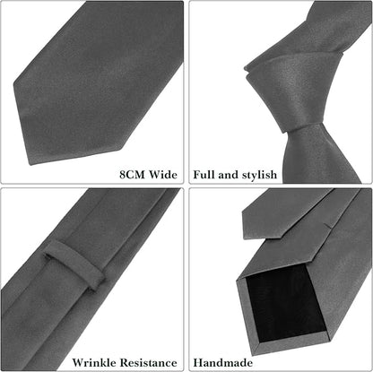Men's Ties Solid Pure Color 3.15" (8CM) Necktie Plain Formal Business Wedding Black Ties For Men