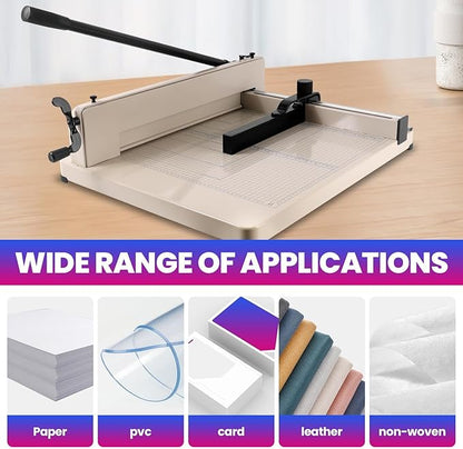 17" Guillotine Paper Cutter Heavy Duty, A3 Paper Trimmer, 500 Sheet Capacity, Solid Steel Industrial Paper Cutter, for Cardstock,Cardboard,Vinyl,Crafts & Photos (A3)