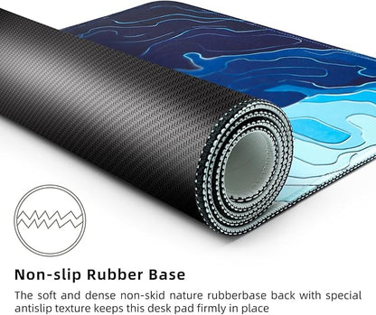 MEWOOCUE® Gaming Mouse Pad for Desk,Large Mousepad Laptop, Sea Beach Ocean Waves Mouse Mat,Long XXL Waterproof Keyboard Pads,Big Non-Slip Mousepads for Game Office Home（31.5 x 11.9 in）