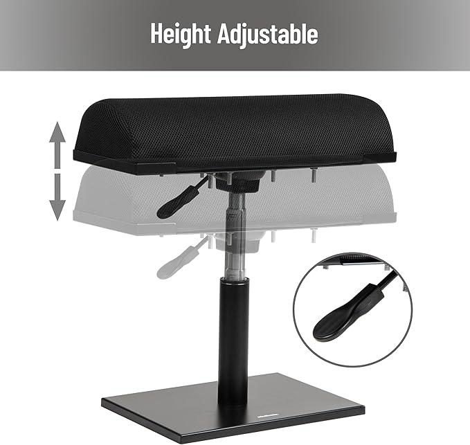 Mind Reader Foot Rest, Under Desk, Ergonomic, Hydraulic Height Adjustable, Ottoman, Office, Foam, 16.75" L x 7.5" W x 3.75" H, Black