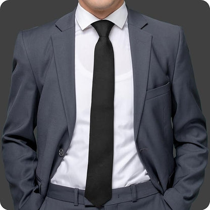 boxed-gifts Umo Lorenzo Tie for Men Satin Finish Necktie - Standard Width Ties - Black, Navy, Red, Sage Green Tie