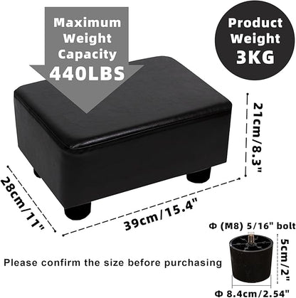 CAROLMADE Small Foot Stool Ottoman Footstool with Legs Under Desk Footrest for Living Room Bedroom and Office, Black
