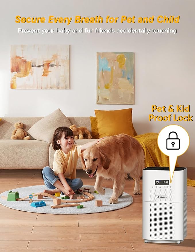 Dayette Air Purifiers for Home Large Room up to 3000 Sq Ft, CARD Upgrade to 500 m³/h H14 Ture Hepa Air Filter, Air Purifier with Air Quality Monitor, 22dB Sleep Mode for Bedroom, Living Room