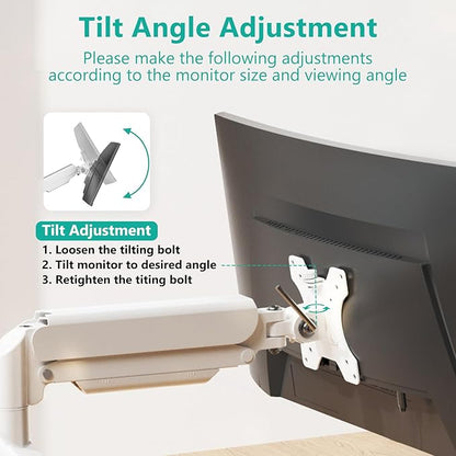 WALI Single Monitor Arm Mount Stand, Adjustable Gas Spring Arm Monitor Mount for Display up to 32 Inch,19.8lbs Capacity (GSMP001W), White