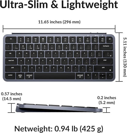 Keychron B1 Pro Ultra-Slim ZMK/Launcher Wireless Bluetooth 2.4 GHz/Wired Connection Keyboard for Mac Windows Linux - Gray