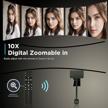 4K Webcam for PC with Remote Control, Ultra HD 1/2.55'' Sensor, Autofocus, 10x Digital Zoom, Low Light Performance, Streaming Webcam for PC/Video Calling/Zoom/Skype/Teams (White)