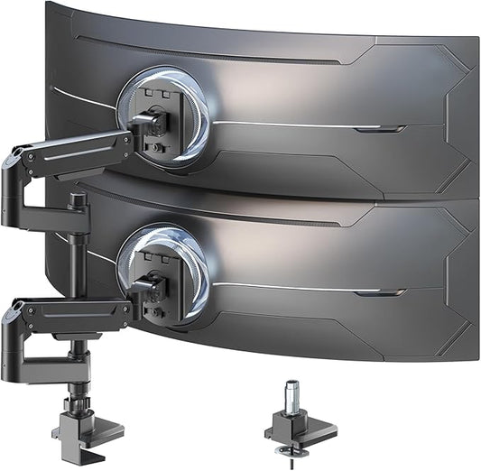 Dual Monitor-Arm Heavy-Duty for 17-49-inch Screens - Premium Vertical Stacked Dual Monitor Arm Desk Mount for Ultrawide Screens up to 44lbs, Fully Adjustability, VESA 75/100 mm, Black