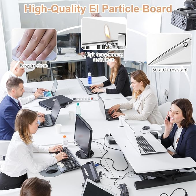 Folding Conference Table,Movable Conference Room Table with Wheels,White Wood Rectangular Conference Table with Modern Business Style,Modular Meeting Training Tables for Office Classroom(6,55.1'')